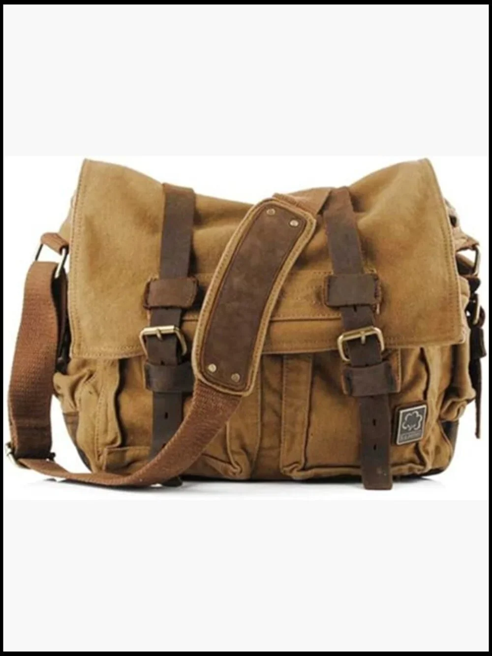 Vintage Military Leather Canvas Messenger Laptop Bag Retro Shoulder Bag